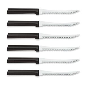 rada cutlery tomato slicing knife stainless steel blade made in usa, 8-7/8 inches, 6-pack, black handle