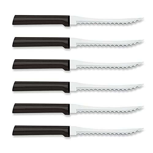 RADA Cutlery Tomato Slicing Knife Stainless Steel Blade Made in USA, 8-7/8 Inches, 6-Pack, Black Handle