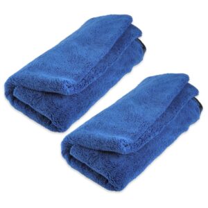 zwipes 670-2pk large premium absorbent microfiber drying towel (size: 40" x 25"), 2-pack pocketed plush lint-free cloth, blue