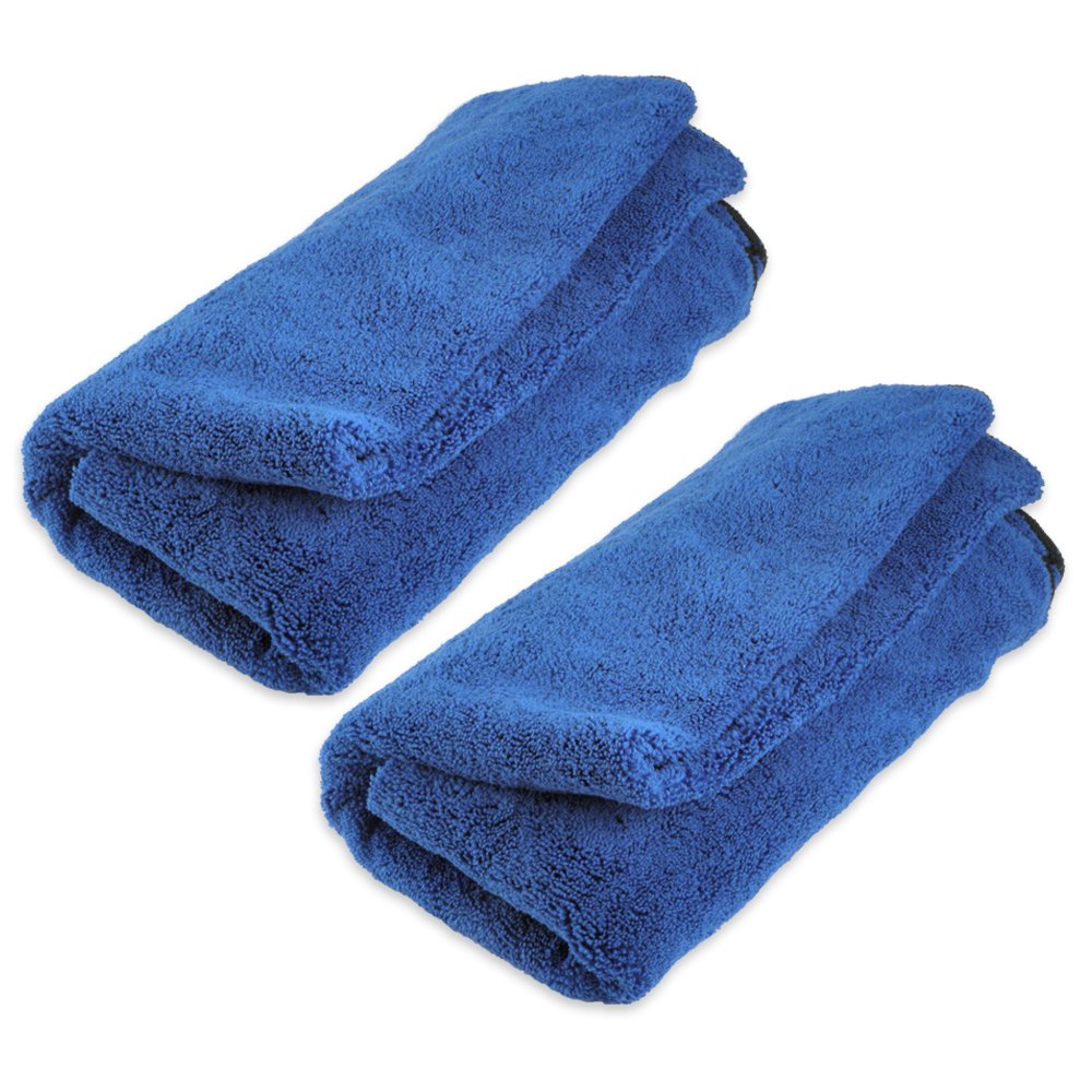 Zwipes 670-2PK Large Premium Absorbent Microfiber Drying Towel (Size: 40" x 25"), 2-Pack Pocketed Plush Lint-Free Cloth, Blue