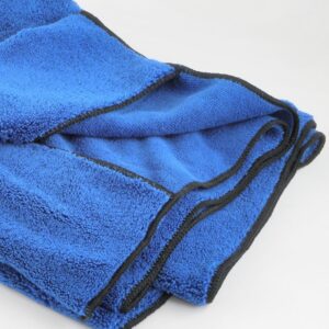 Zwipes 670-2PK Large Premium Absorbent Microfiber Drying Towel (Size: 40" x 25"), 2-Pack Pocketed Plush Lint-Free Cloth, Blue