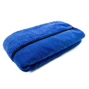 Zwipes Auto 669 Large Premium Absorbent Microfiber Drying Towel, Pocketed Plush Lint-Free Cloth, Blue