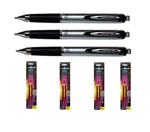 uni-ball signo impact 207 rt 65870 pack of 3 with 4 packs of refills 65873 black gel ink 1.0mm bold point