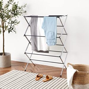 Amazon Basics Foldable Laundry Rack for Air Drying Clothing - 41.8" x 29.5" x 14.5", Chrome