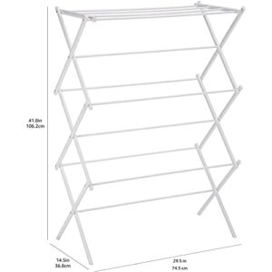 Amazon Basics Foldable Laundry Rack for Air Drying Clothing - 41.8" x 29.5" x 14.5", White