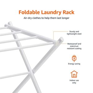 Amazon Basics Foldable Laundry Rack for Air Drying Clothing - 41.8" x 29.5" x 14.5", White