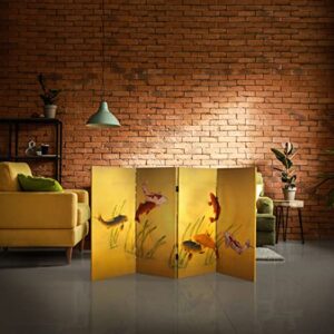 oriental furniture 3 ft. tall double sided seven lucky fish canvas room divider