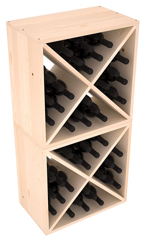 Wine Racks America Living Series Cube Wine Rack - Durable and Modular Wine Storage System, Pine Unstained - Holds 48 Bottles