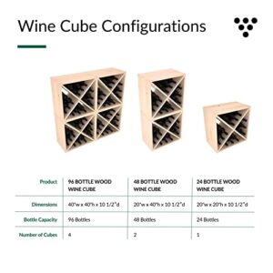 Wine Racks America Living Series Cube Wine Rack - Durable and Modular Wine Storage System, Pine Unstained - Holds 48 Bottles