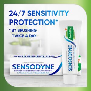 Sensodyne Fresh Mint Sensitive Toothpaste, ADA Accepted Toothpaste for Cavity Prevention and Sensitive Teeth Treatment - 4 Ounces (Pack of 2)