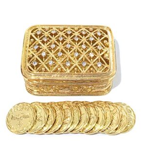rectangular rhinestone gold wedding arras box & unity coins arras de boda