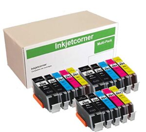 inkjetcorner compatible ink cartridges replacement for pgi-250xl cli-251xl 250xl 251xl for use with mx722 mx922 mg5520 mg5522 mg5422 mg6420 (15 pack)