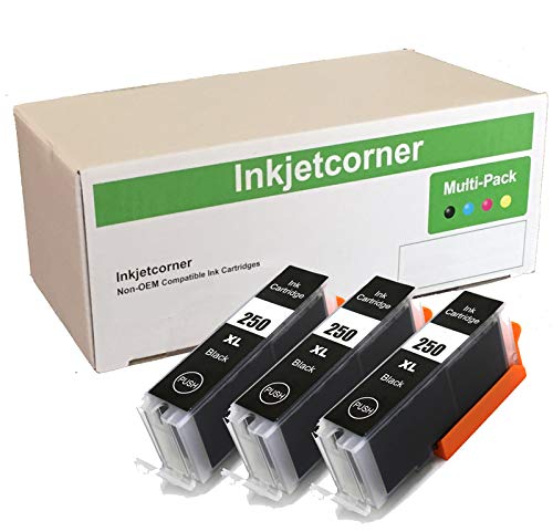 Inkjetcorner Compatible Ink Cartridge Replacement for PGI-250BK PGI 250XL PGBK for use with MX922 MG7520 MG5620 MG5520 MG7120 MG6320 MG6620 (Big Black, 3-Pack)