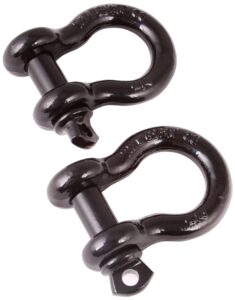 rugged ridge | d-ring shackle kit, 1 inch, black, steel, pair | 11235.06