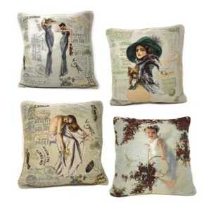 Tache Vintage Pillow Cushion Cover - 18" by 18" Square French Parisian Model Throw Pillow Cover - 1 Piece