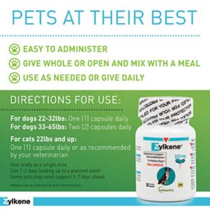 Vetoquinol Zylkene Behavior Support Capsules for Medium Dogs 33-65lbs, Calming All Natural Milk Protein Supplement, Helps Relieve Dog Anxiety During Fireworks and Thunder, 225mg