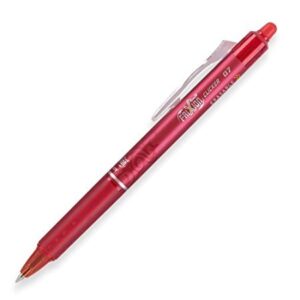 Pilot FriXion Clicker Retractable Gel Ink Pens, Eraseable, Fine Point 0.7mm, Red Ink, Pack of 3 with Bonus 2 Packs of Refills