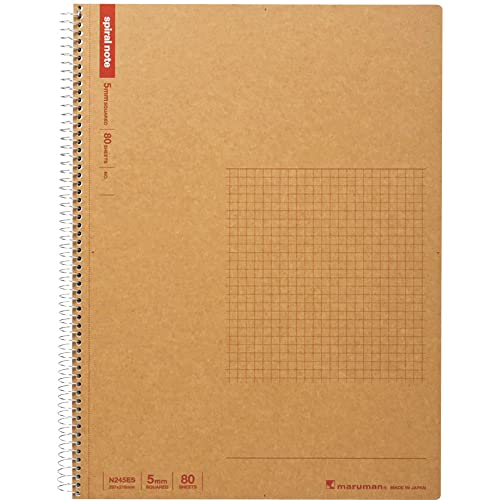 Maruman SPIRAL NOTE BASIC 8.98 x 11.69 inches (A4), 5mm-squared, 80 Sheets (N245ES)