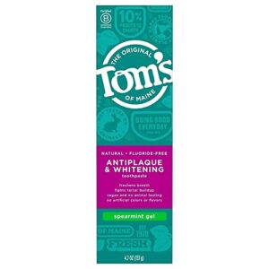 tom's of maine antiplaque plus whitening gel, spearmint 4.7 oz (pack of 3)3