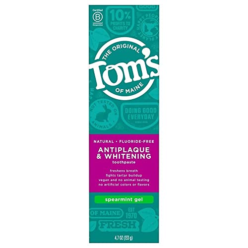 Tom's of Maine Antiplaque Plus Whitening Gel, Spearmint 4.7 oz (Pack of 3)3