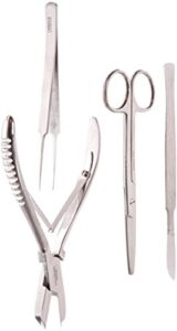 tamsco basic fragging kit of 4 pieces (m-1090, m-1140, t cutters for hard and soft coral stainless steel convenient button case good for fresh and salted water