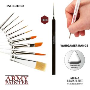 The Army Painter Mega Brush Set - Miniature Small Paint Brush Set with 10 Acrylic Paint Brushes - Kolinsky Masterclass Sable Hair Model & Fine Detail Paintbrush for Watercolor Oil Painting Miniatures