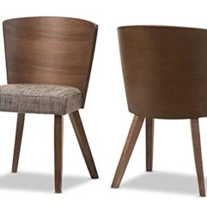 Baxton Studio Sparrow Wood Modern Dining Chair, Brown, Set of 2, 20.62L x 22W x 31.25H