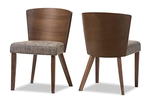 Baxton Studio Sparrow Wood Modern Dining Chair, Brown, Set of 2, 20.62L x 22W x 31.25H