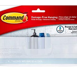 Command Shower Caddy, Clear Frosted, 1-Caddy, 4-Water Resistant Strips, Organize Damage-Free