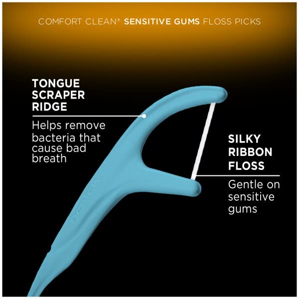 DenTek Comfort Clean Sensitive Gums Floss Picks | Soft & Silky Ribbon | 19 Count Each | Pack of 3