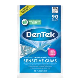 DenTek Comfort Clean Sensitive Gums Floss Picks | Soft & Silky Ribbon | 19 Count Each | Pack of 3