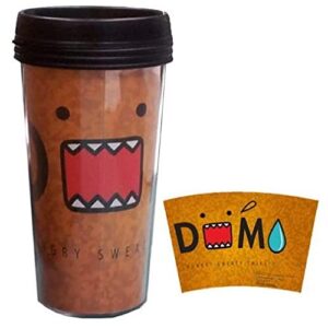 domo plastic travel coffee mug light brown" hungry sweaty thirsty" lincense product