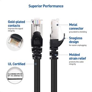 Cable Matters 10Gbps 5-Pack Snagless Short Shielded Cat6A Ethernet Cable 3 ft (SSTP, SFTP Shielded Ethernet Cable, Shielded Cat6 Cable, Cat 6 Shielded Network Cable) in Black