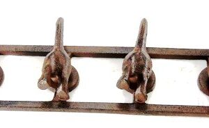 Cast Iron 4 Hook Dog Tail Key, Coat or Hat Rack