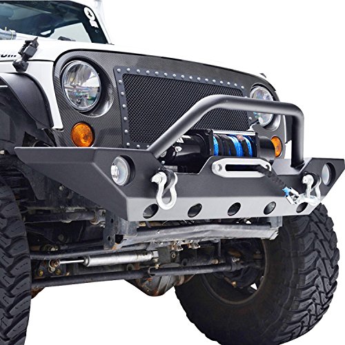 Paramount Automotive Restyling 51-0328 07-16 Front Black Bumper with OE Fog Light Port (Jeep Wrangler JK Sport)