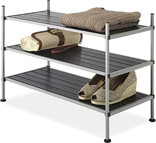 Whitmor 3 Tier Closet Storage Shelves - Shoe Rack and Home Organizer