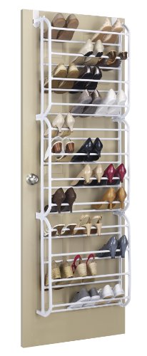 Whitmor Over The Door Shoe Rack, 36 Pair, White