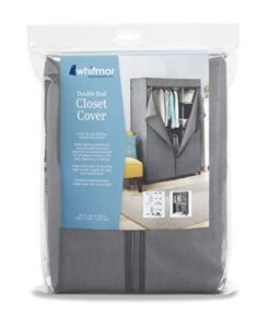 whitmor cover only for double rod closet with heavy duty zipper - gray