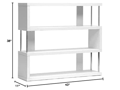 Baxton Studio Barnes 3-Shelf Modern Bookcase, White