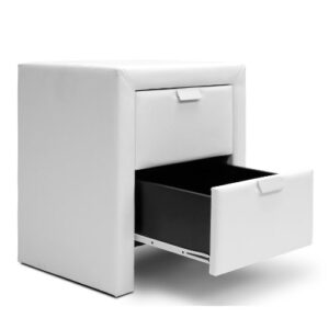 Baxton Studio Frey Upholstered Modern Nightstand, White