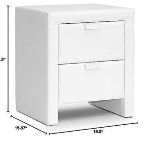 Baxton Studio Frey Upholstered Modern Nightstand, White