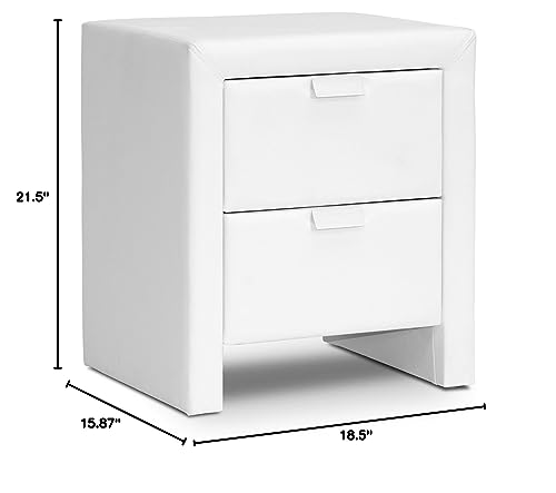 Baxton Studio Frey Upholstered Modern Nightstand, White