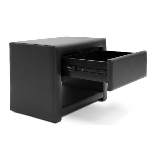 Baxton Studio Massey Upholstered Modern Nightstand, Black