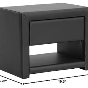 Baxton Studio Massey Upholstered Modern Nightstand, Black