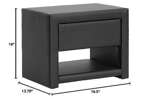 Baxton Studio Massey Upholstered Modern Nightstand, Black