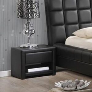 Baxton Studio Massey Upholstered Modern Nightstand, Black