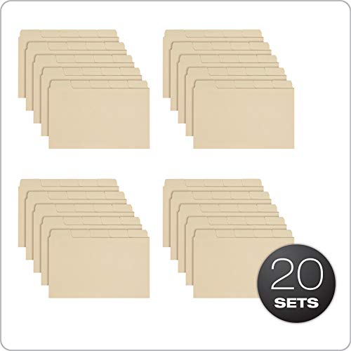 Oxford Index Card Guides with Blank Tabs, 3 x 5 Inches, 1/5 Cut Tabs, Manila, 100 per Box (40352)