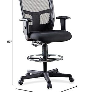 Lorell Ratchet Mesh Mid-Back Stool Chair 2.6" Height X 75.8" Width X 27.3" Length Black