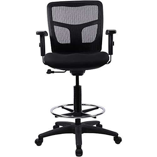 Lorell Ratchet Mesh Mid-Back Stool Chair 2.6" Height X 75.8" Width X 27.3" Length Black