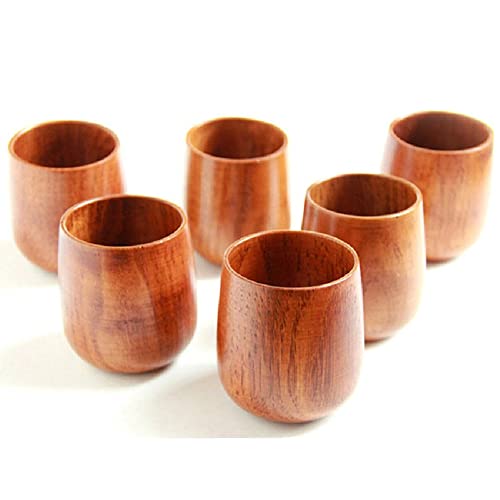 Moyishi Top-Grade Natural Solid Wood Wooden Tea Cup Wine Mug 250ml,Set of 4